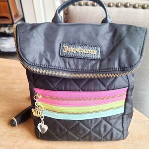 Juicy Couture Multizipper Quilted Small‎ Mini Backpack Heart/Crown Charm Neon